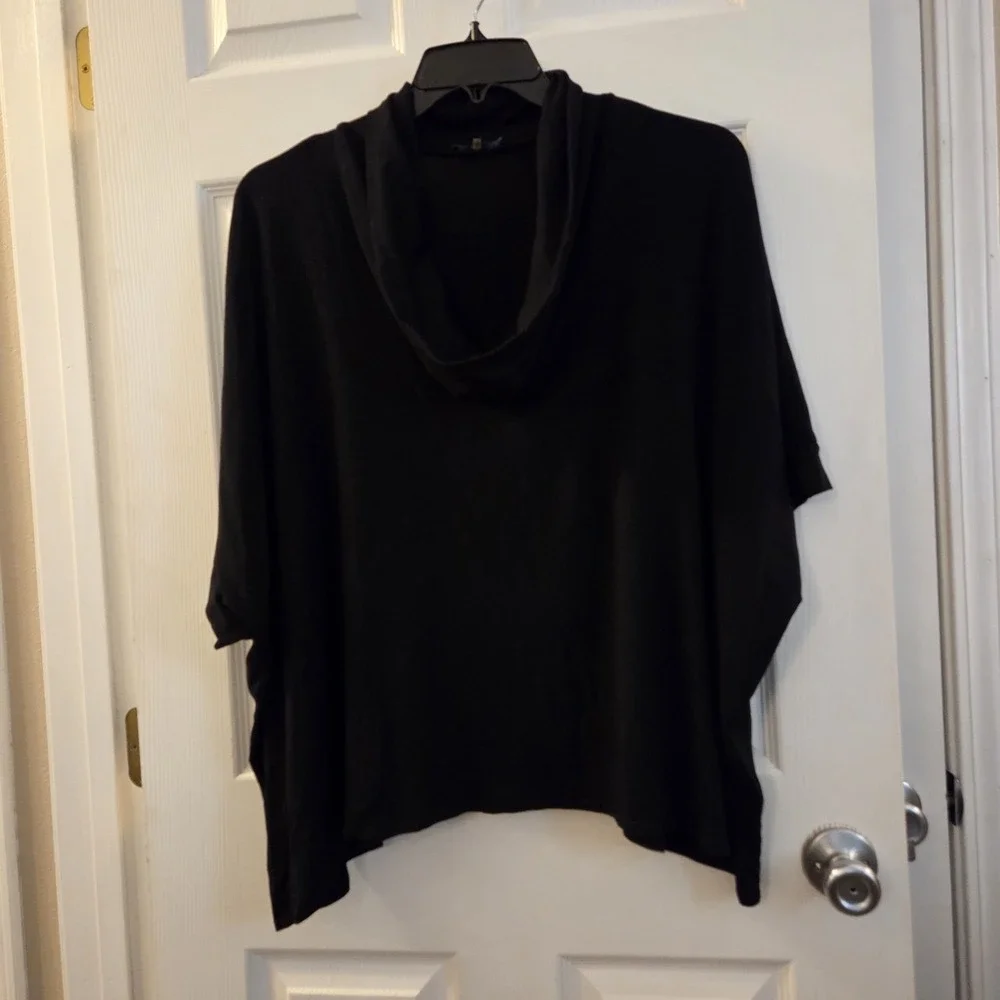 Eileen Fisher sz XL oversized cowl neck‎ black casaul top chic boxy comfort